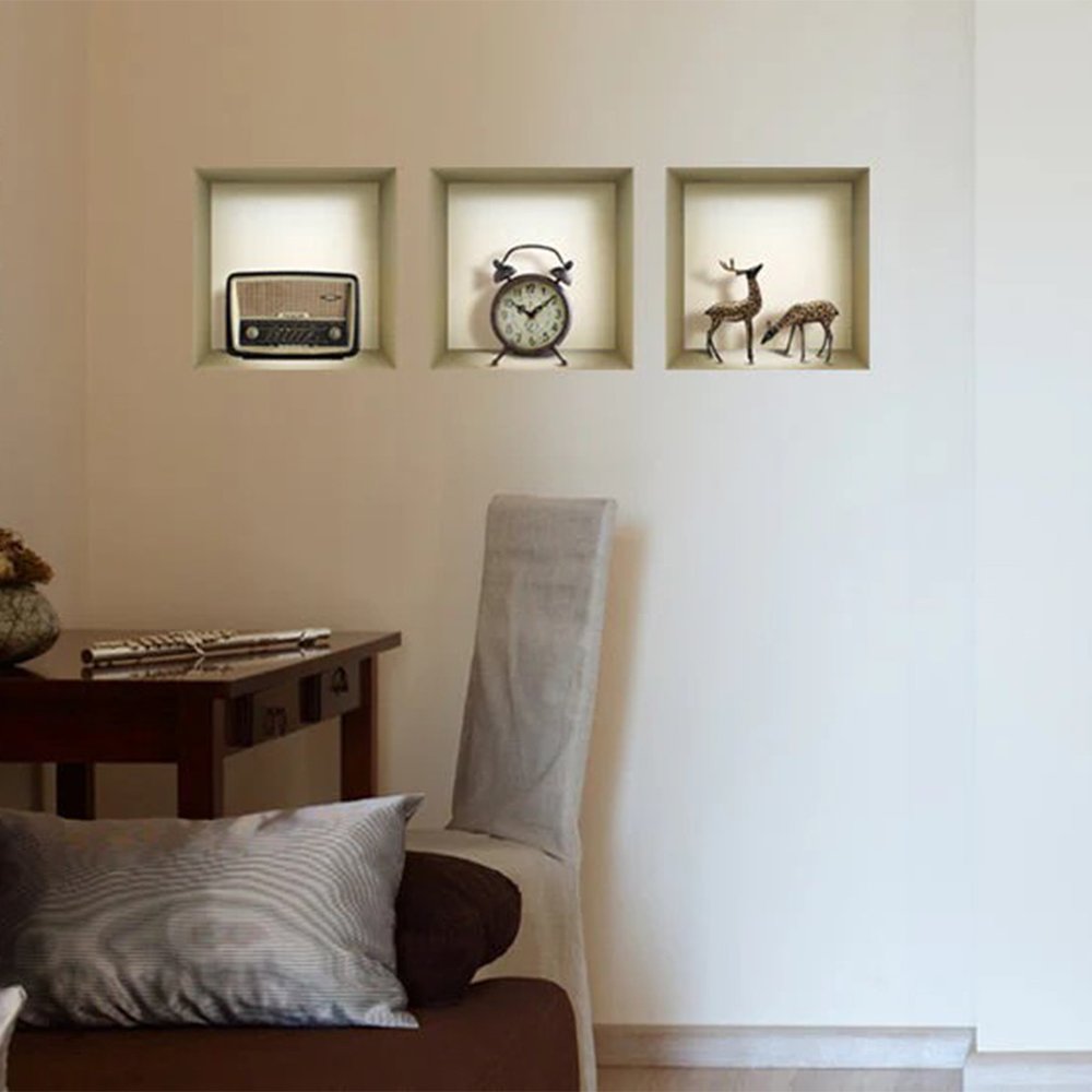 Set of Three Sia Faux Niche 3D Peel and Stick Wall Decals