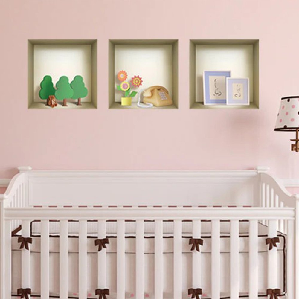 Set of Three Pia Faux Niche 3D Peel and Stick Wall Decals