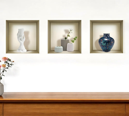 Set of Three Avi Faux Niche 3D Peel and Stick Wall Decals