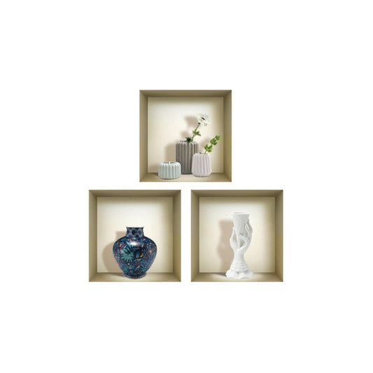 Set of Three Ren Faux Niche 3D Peel and Stick Wall Decals