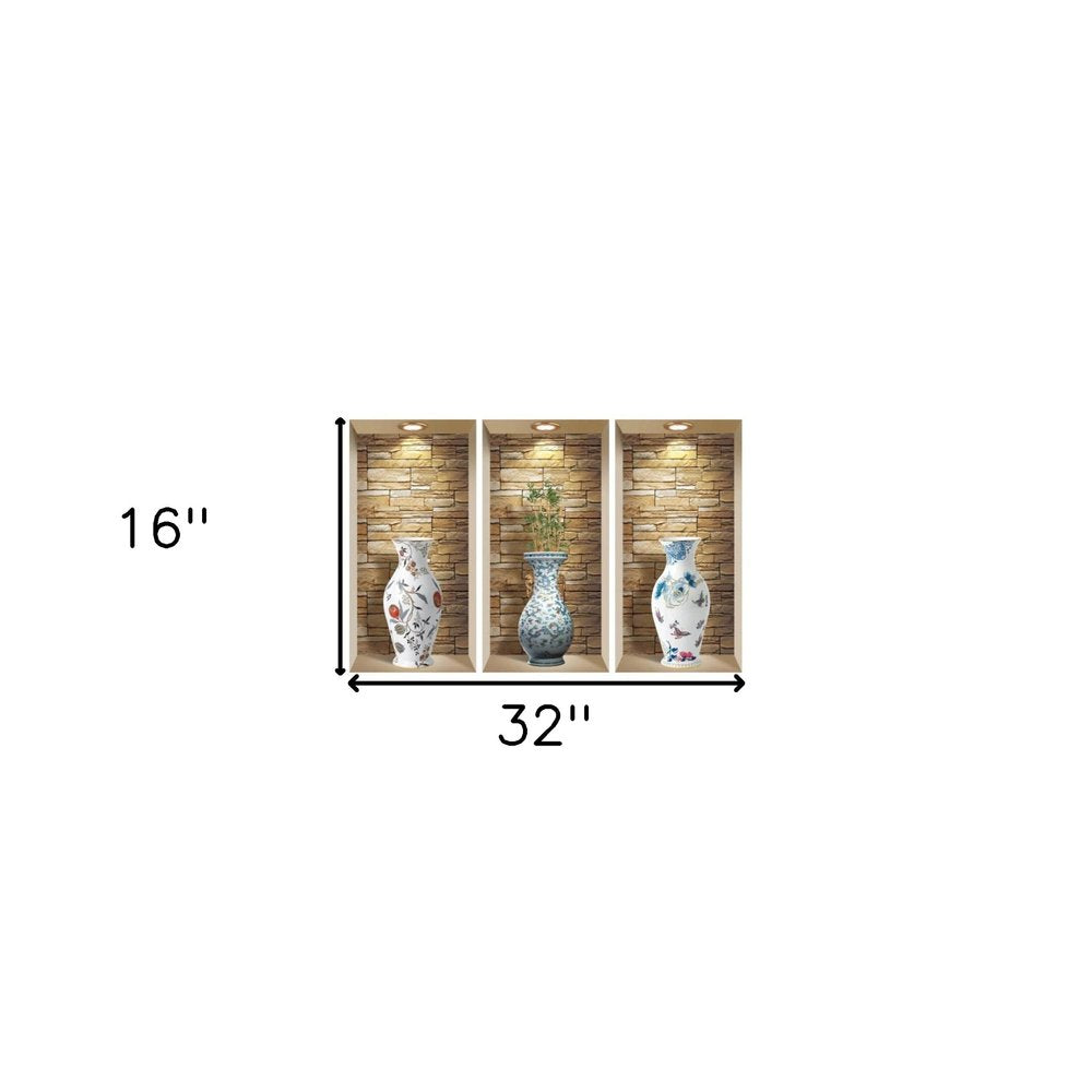 Set of Three Lea Faux Niche 3D Peel and Stick Wall Decals
