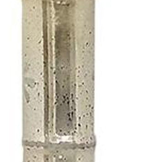 35" Silver Floral Glass Cylinder Floor Vase