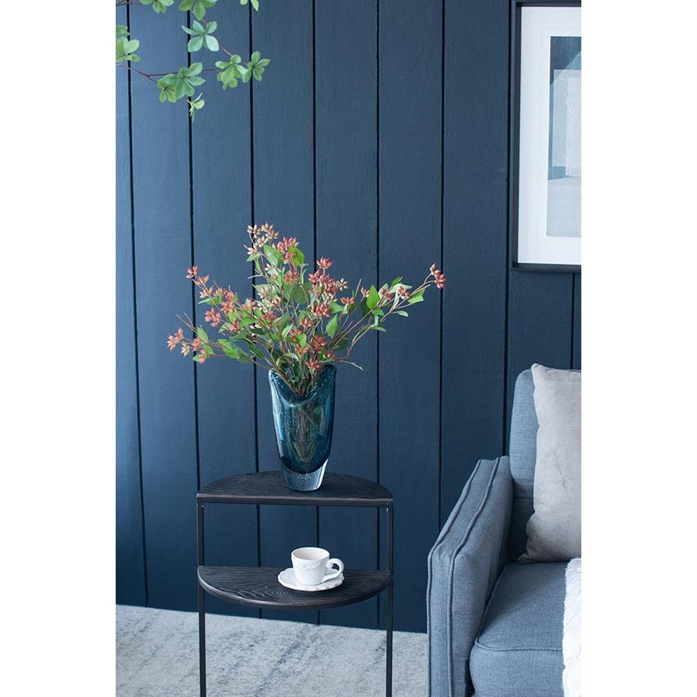 10" Cerulean And Clear Bubble Glass Oval Table Vase