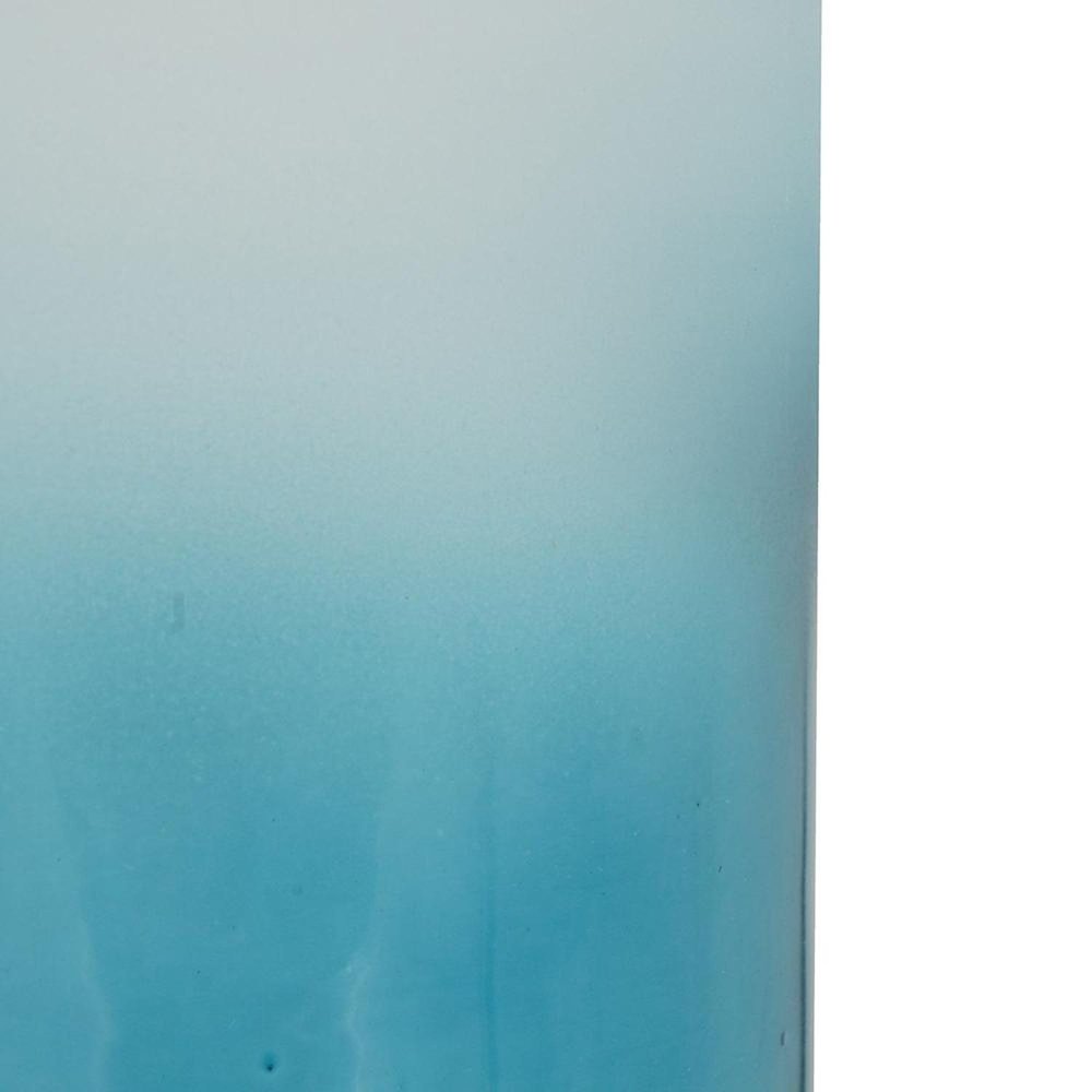 18" Blue White And Gold Ombre Glass And Aluminum Pedestal Table Vase
