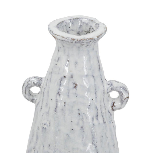 12" White Terracotta Tapered Jug Vase