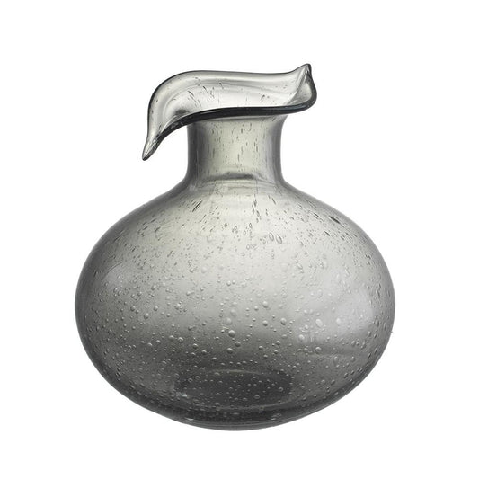 9" Light Gray Bubble Glass Round Table Vase