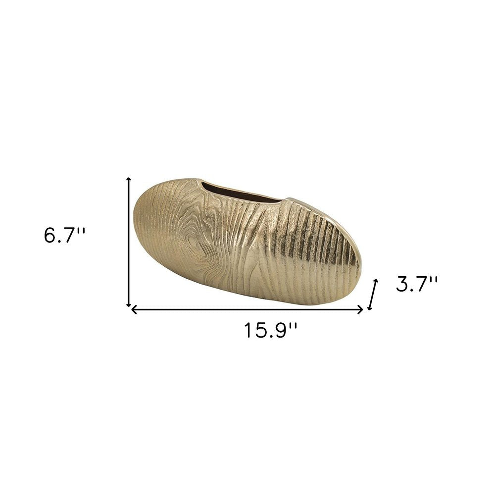 7" Gold Aluminum Oval Disc Table Vase