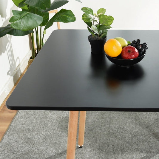 32" Black and Natural Wood Square Dining Table