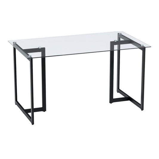 55" Clear And Black Glass And Metal Dining Table