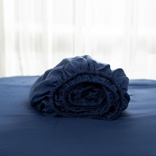 Navy Blue Linen Queen Fitted sheet
