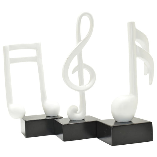 Set of Three White Resin Music Tabletop Sculpture