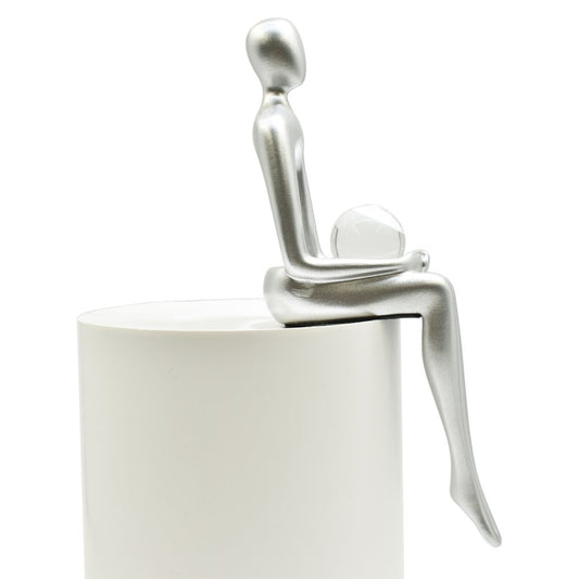 Set of Three Silver Resin People Tabletop Sculpture