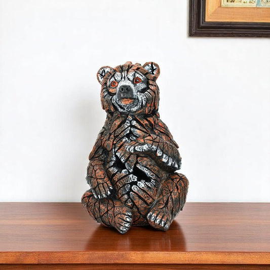 6" Brown White And Black Resin Bear Tabletop Sculpture