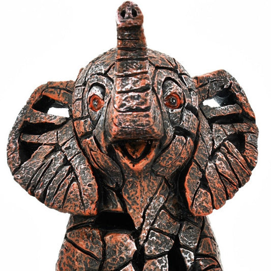 6" Brown And White Resin Elephant Tabletop Sculpture