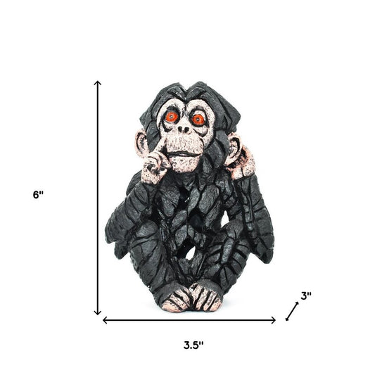 6" Brown Pink And Red Resin Monkey Tabletop Sculpture