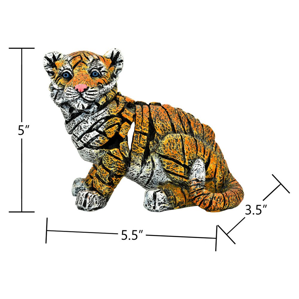 5" Orange White And Black Resin Tiger Tabletop Sculpture