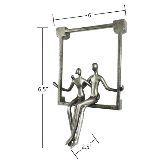 7" Pewter Resin People Tabletop Sculpture