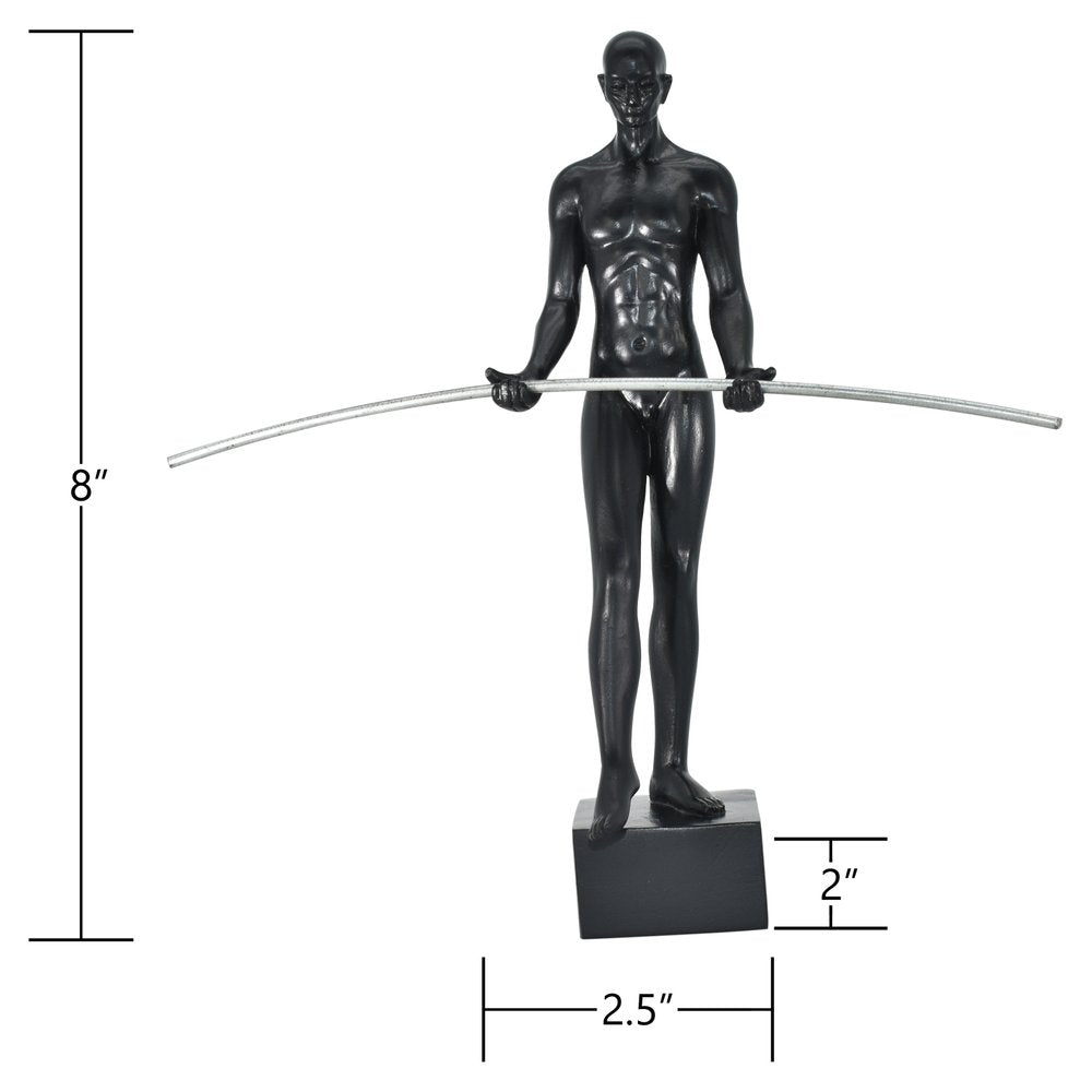 8" Black Resin Man Tabletop Sculpture
