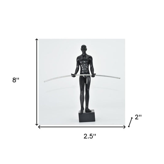 8" Black Resin Man Tabletop Sculpture