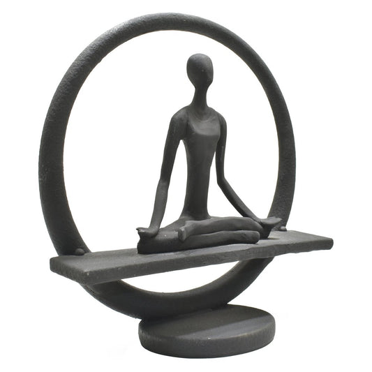 8" Black Resin Yoga Meditation Tabletop Sculpture
