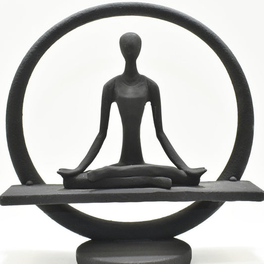 8" Black Resin Yoga Meditation Tabletop Sculpture