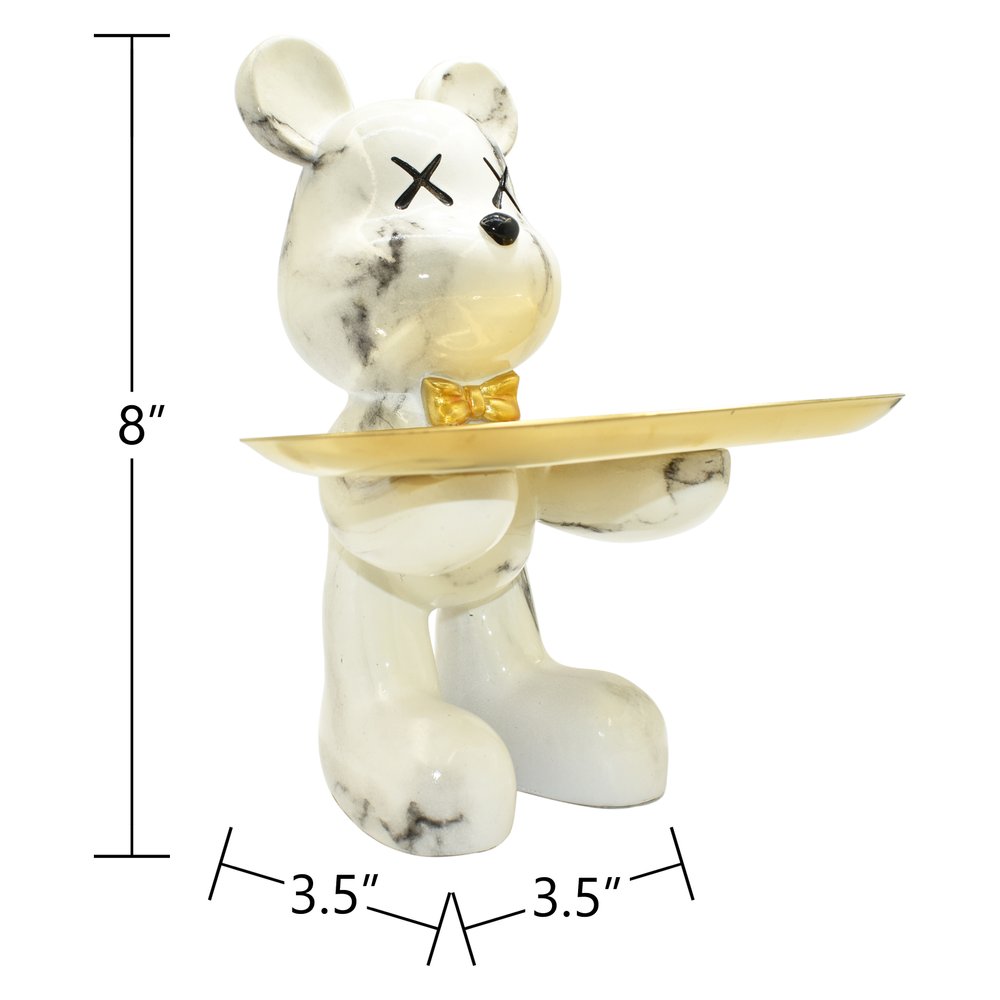 8" Off White And Gold Resin Tabletop Sculpture