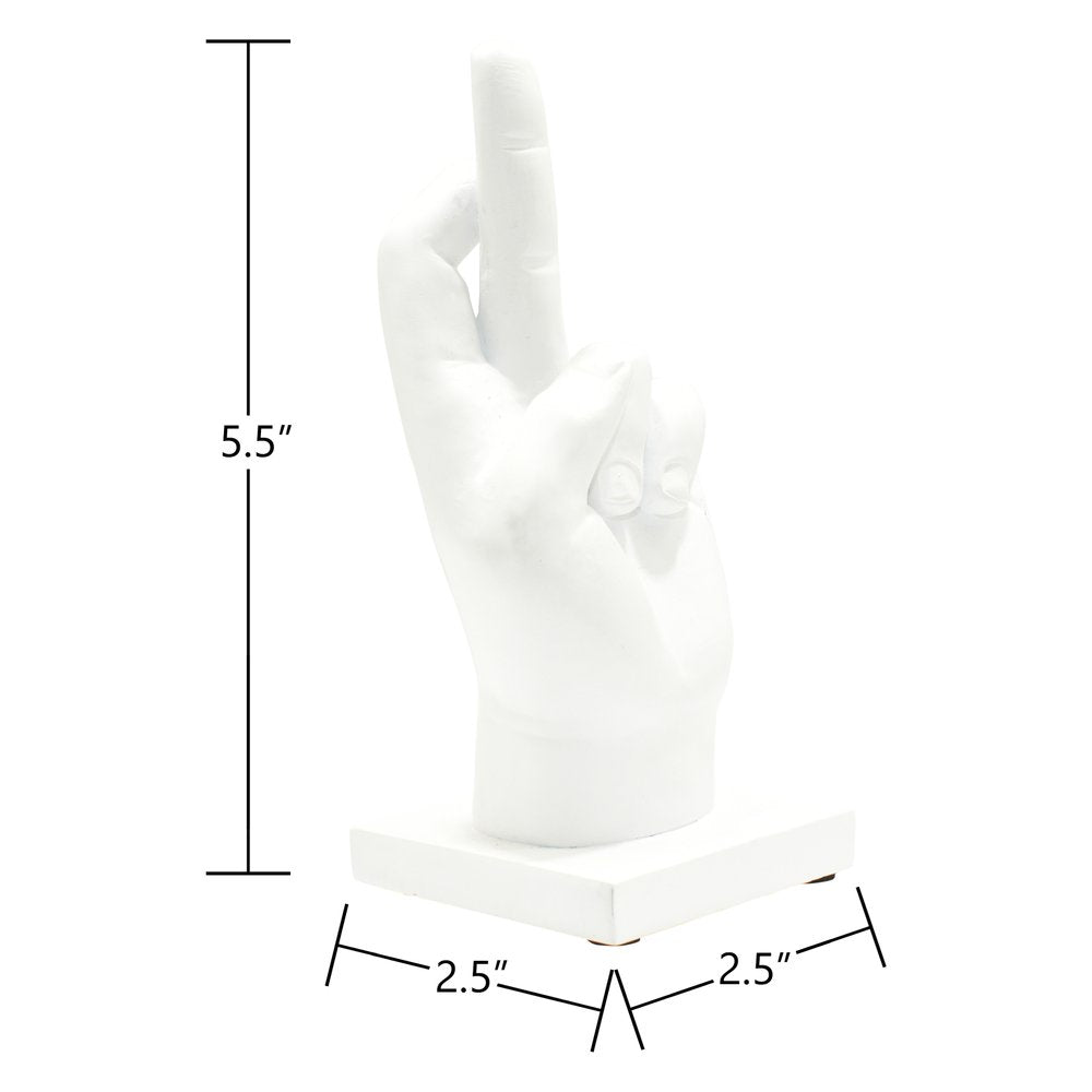 6" White Resin Hand Tabletop Sculpture