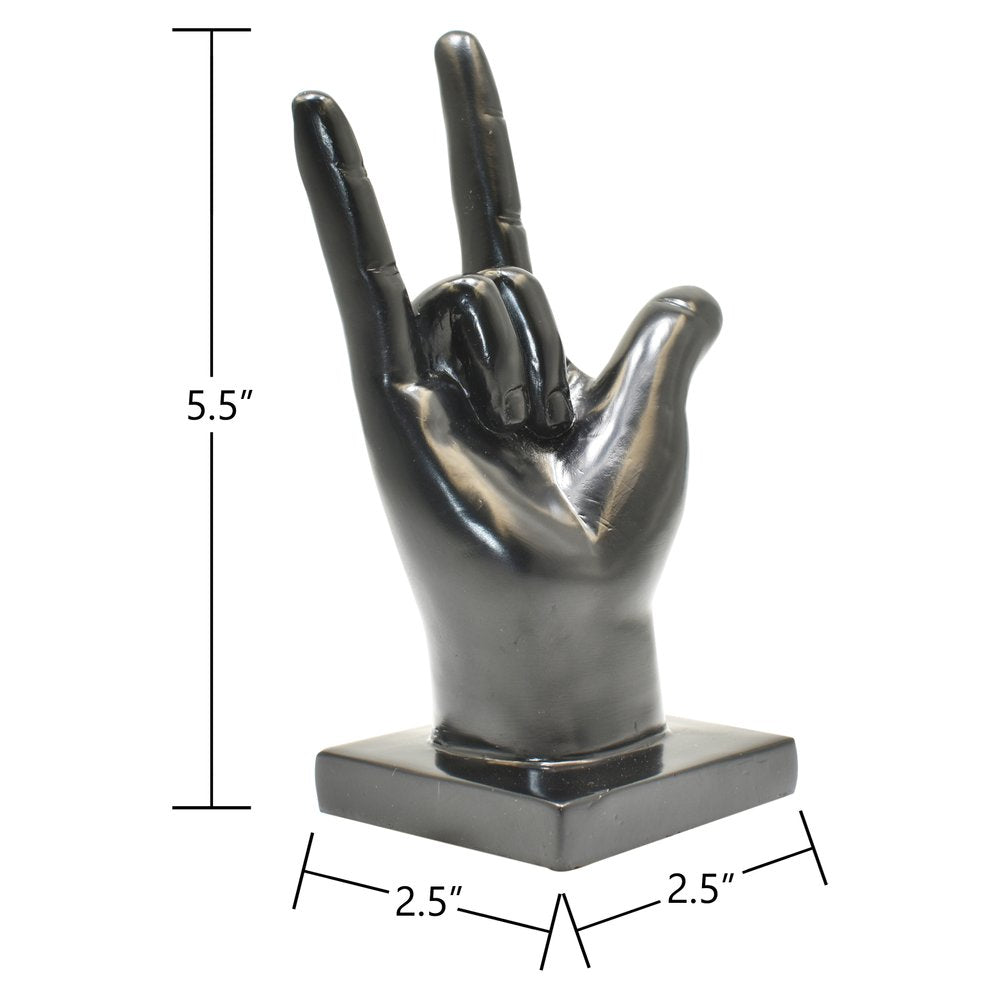 6" Black Resin Hand Tabletop Sculpture