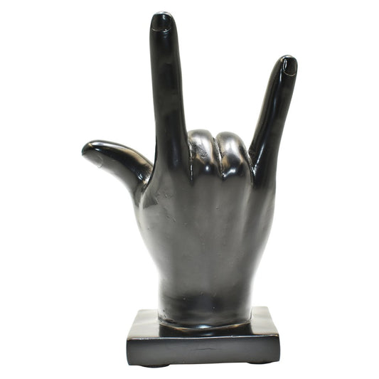 6" Black Resin Hand Tabletop Sculpture