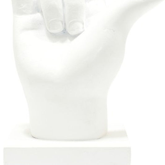 6" White Resin Hand Tabletop Sculpture