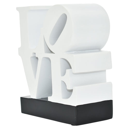 4" White And Black Resin Love Tabletop Sculpture