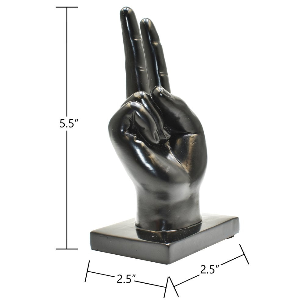 6" Black Resin Hand Tabletop Sculpture