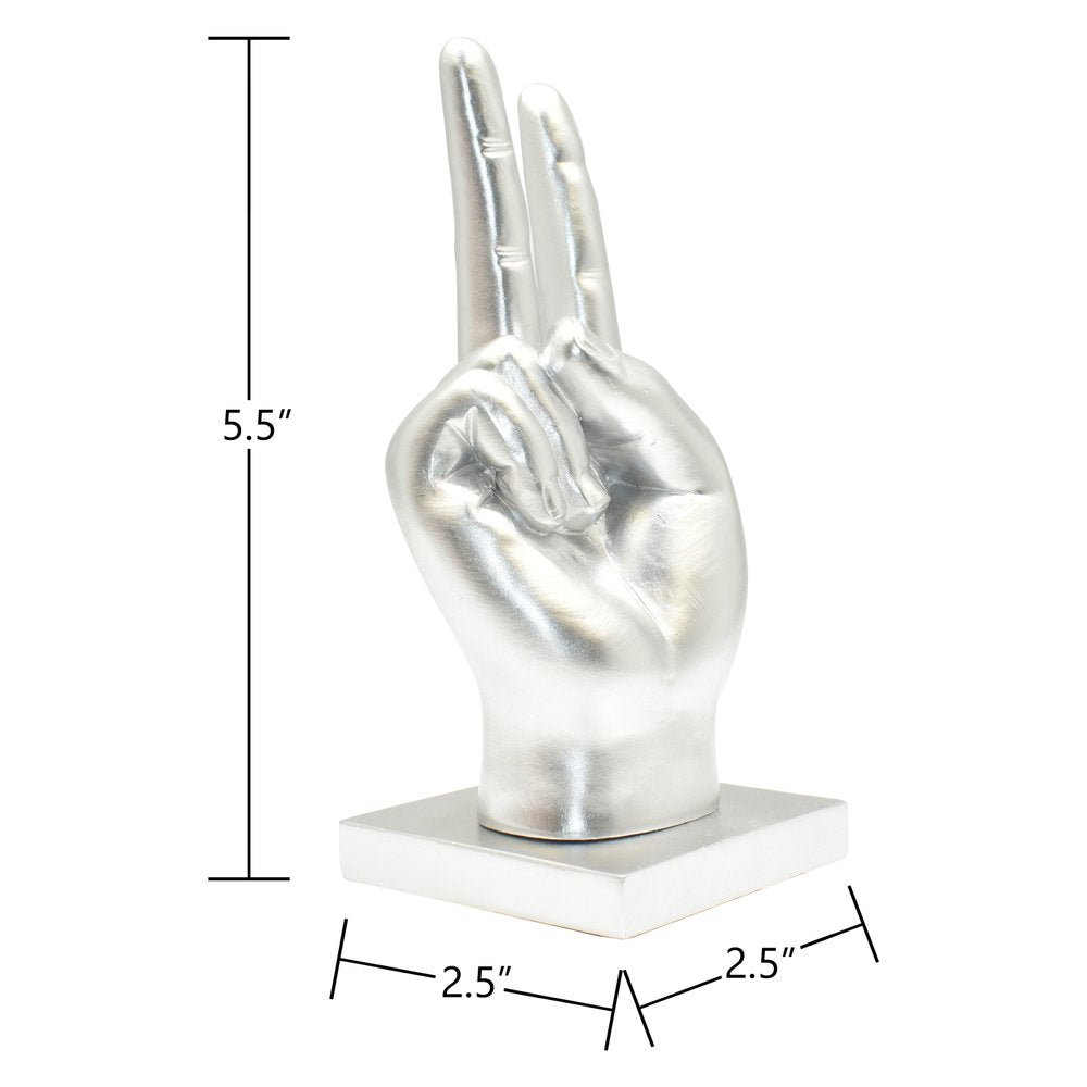 6" Silver Resin Hand Tabletop Sculpture