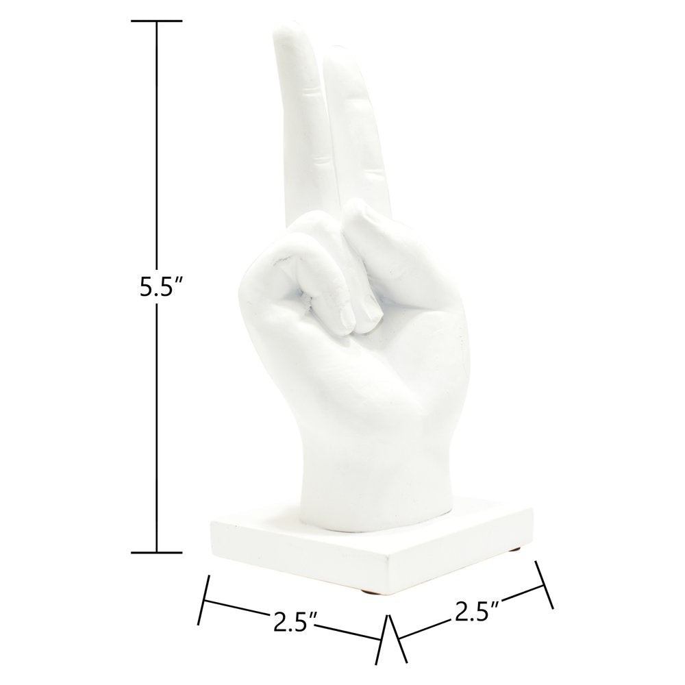 6" White Resin Hand Tabletop Sculpture
