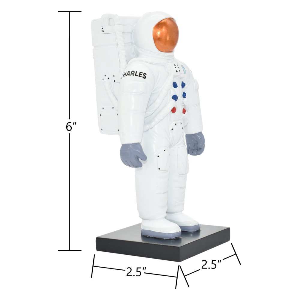 6" White Resin USA Astronaut Tabletop Sculpture