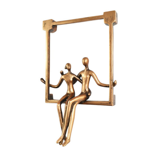 Set of Three Black Pewter And Bronze Resin People Tabletop Sculpture