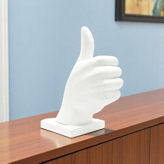 6" White Resin Hand Tabletop Sculpture