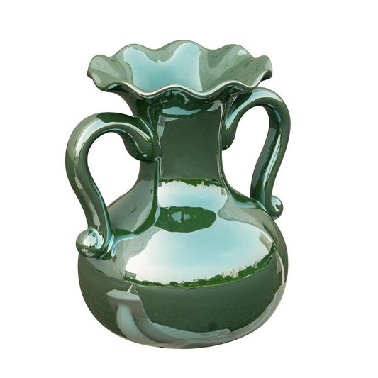 9" Hunter Green Amphora Ceramic Table Vase