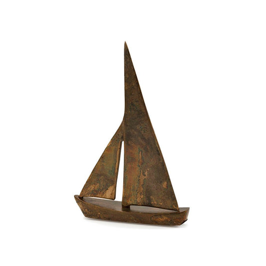 12" Rust Aluminum Decorative Sailboat Tabletop Sculpture