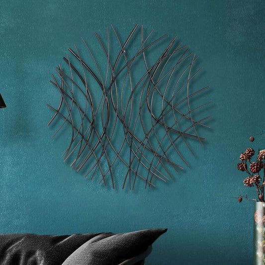 30" X 30" Black Metal Circle Abstract Hanging Dimensional Sculpture