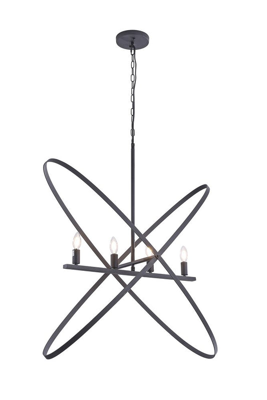 Black Unique Statement Four Light Metal Chandelier