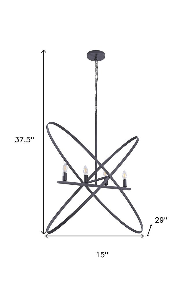 Black Unique Statement Four Light Metal Chandelier
