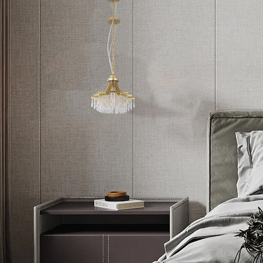 Clear And Gold Metal and Crystals Crystal Glass Chandelier With Clear Shades