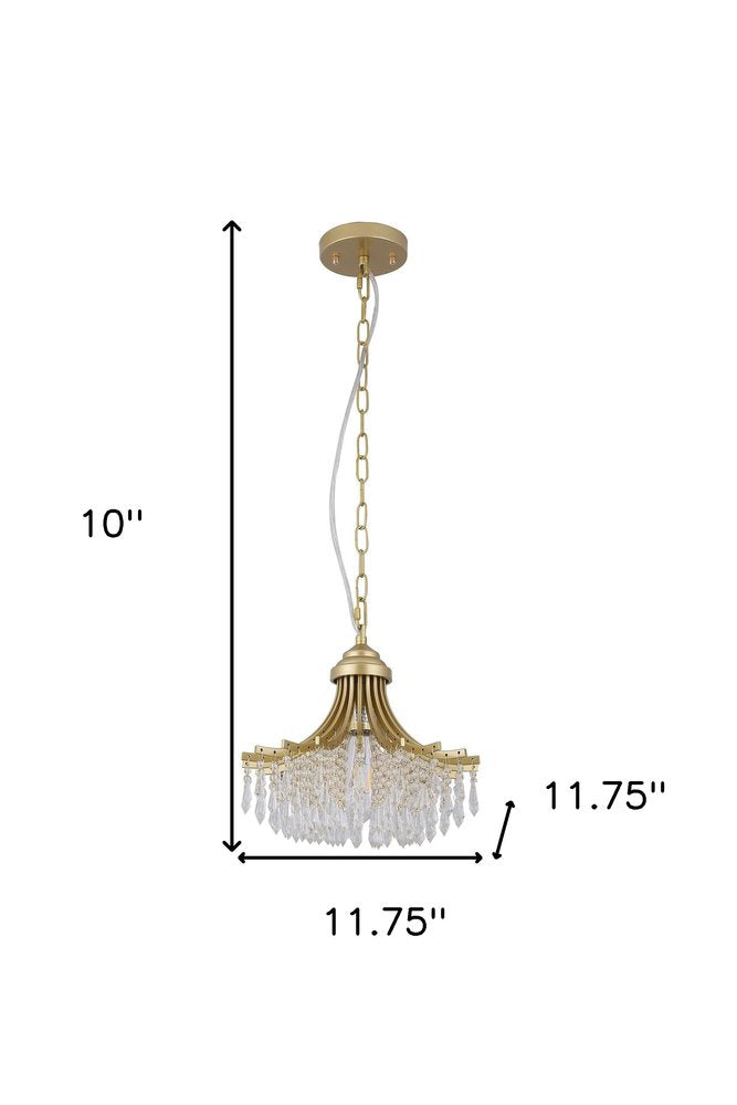 Clear And Gold Metal and Crystals Chandelier With Clear Shade