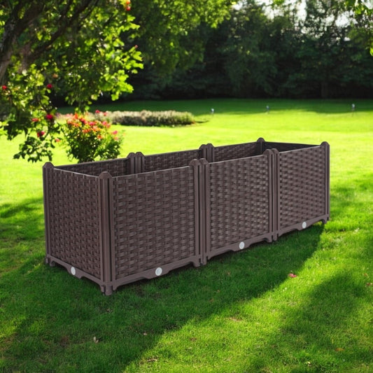 47" X 16" Dark Brown Heavy Duty Plastic Rectangular Self Watering Planter Box