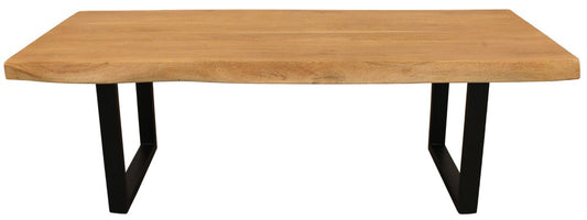 59" Natural And Black Solid Wood And Iron Live Edge Coffee Table