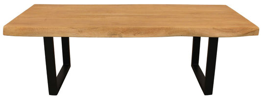 59" Natural And Black Solid Wood And Iron Live Edge Coffee Table