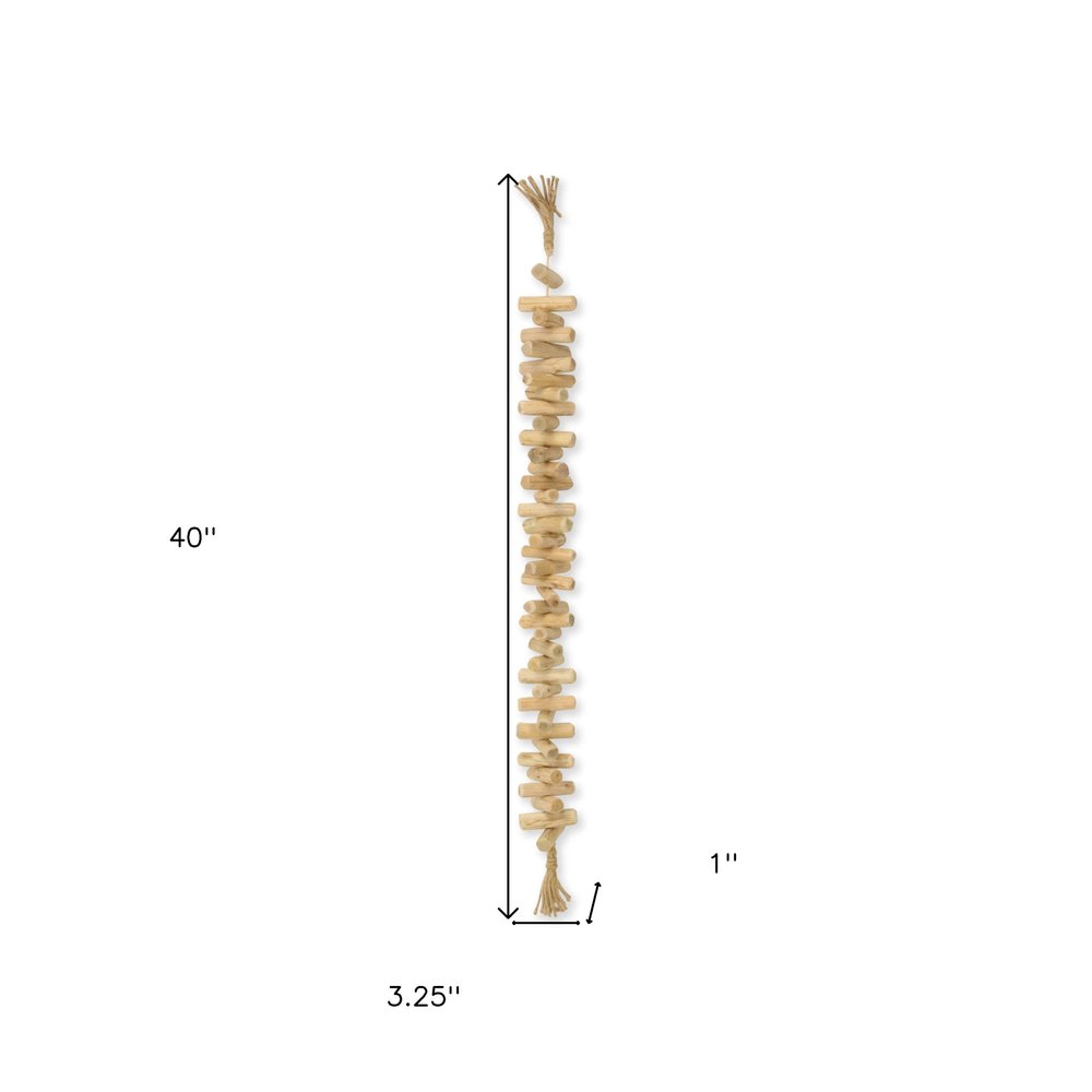 40" Brown Wood Rods And Rope Decorative Tassel