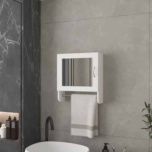 18" White Wood, Metal Floating Bathroom Vanity And Medicine Cabinet With Mirror