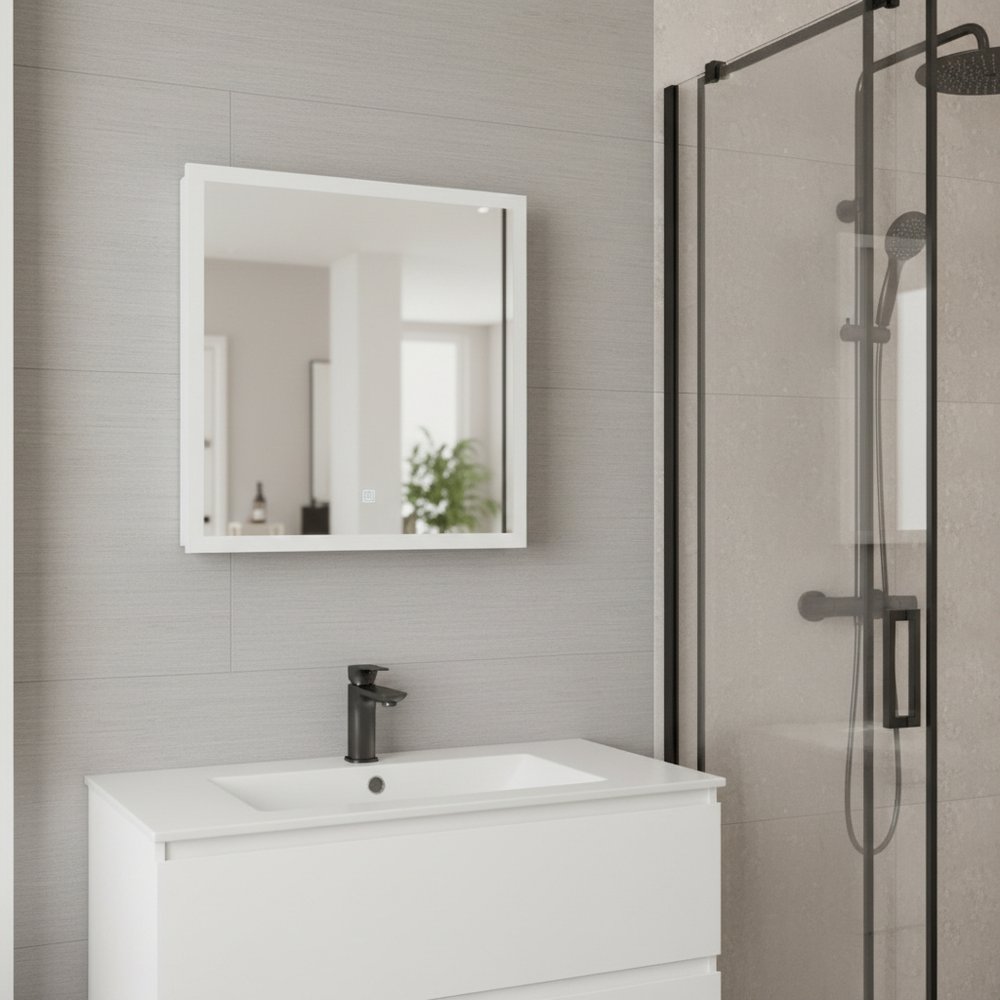 20" White Wood Floating Bathroom Vanity And Medicine Cabinet With Mirror